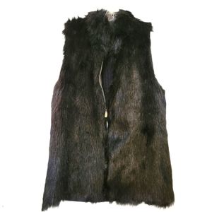 Black, faux fur vest with zipper